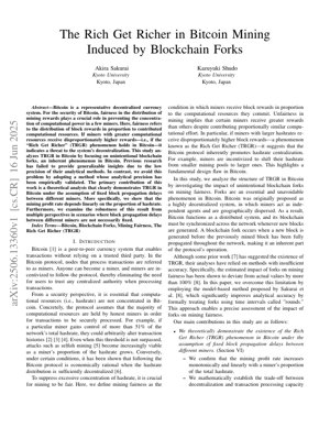 PDF Document Cover - The Rich Get Richer in Bitcoin Mining: Analysis of Blockchain Fork-Induced Fairness Issues
