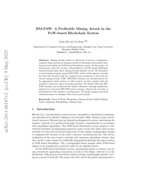 PDF Document Cover - BM-PAW: A Profitable Mining Attack in PoW-based Blockchain Systems